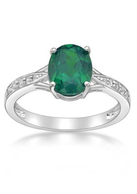 Belk & Co Lab Created 1.8 Ct. T.w. Lab-Created Emerald And Lab-Created White Sapphire Accent Ring In Sterling Silver