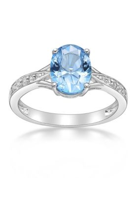 Belk & Co 2.35 Ct. T.w. Blue Topaz And White Topaz Accent Ring In Sterling Silver