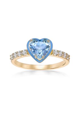 Belk & Co 1 5/8 Ct. T.w. Blue Topaz Ring In Gold Plated Sterling Silver With Blue Enamel
