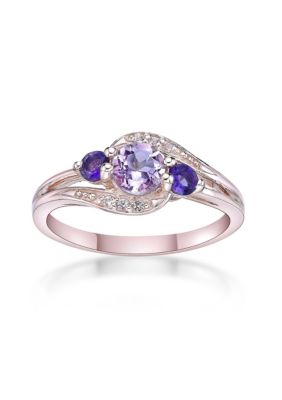 Belk & Co Lab Created 5/8 Ct. T.w. Amethyst And Created White Sapphire Ring In Gold Plated Sterling Silver