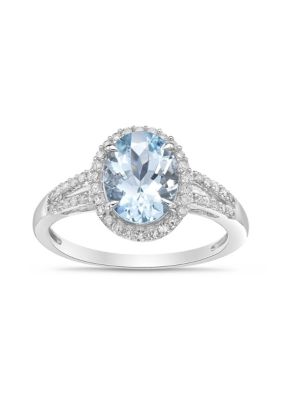Belk & Co 1 9/10 Ct. T.w. Aquamarine And 1/4 Ct. T.w. Diamond Ring In 10K White Gold
