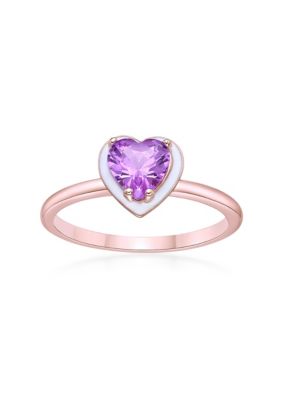 Belk & Co Lab Created 1 Ct. T.w. Created Pink Sapphire Ring In Sterling Silver With White Enamel
