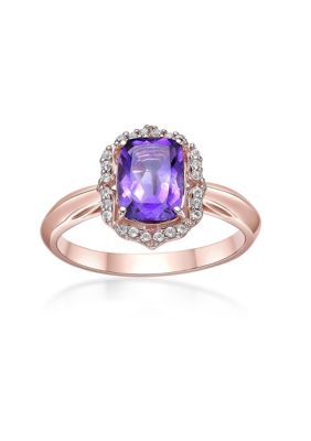 Belk & Co 1 3/8 Ct. T.w. Amethyst And White Topaz Ring In Rose Gold Plated Sterling Silver