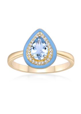 Belk & Co 7/8 Ct. T.w. Blue Topaz And Created White Sapphire Ring In Gold Plated Sterling Silver
