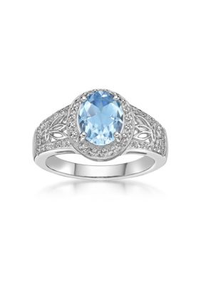 Belk & Co 3 3/8 Ct. T.w. Blue Topaz And White Topaz Ring In Sterling Silver