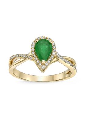 Belk & Co 3/4 Ct. T.w. Emerald And 1/8 Ct. T.w. Diamond Ring In 10K Gold
