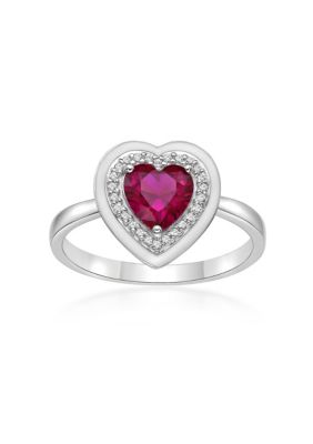 Belk & Co Lab Created 1 Ct. T.w. Created Ruby Ring In Sterling Silver With White Enamel