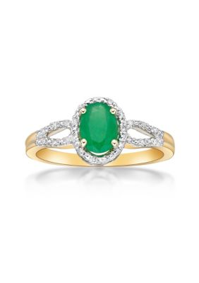 Belk & Co 3/4 Ct. T.w. Emerald And 1/10 Ct. T.w. Diamond Ring In 10K Yellow Gold