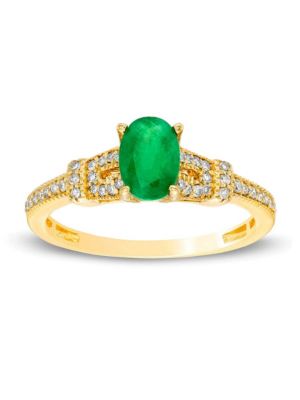 Belk & Co 3/4 Ct. T.w. Emerald And 1/6 Ct. T.w. Diamond Ring In 10K Gold