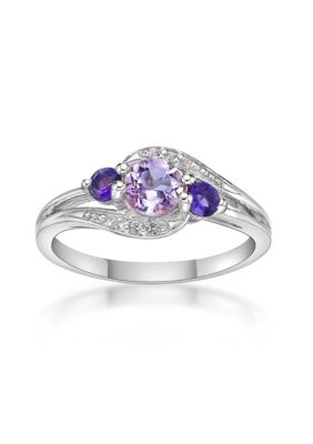 Belk & Co Lab Created 5/8 Ct. T.w. Amethyst And Created White Sapphire Ring In Sterling Silver