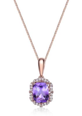 Belk & Co 1 3/8 Ct. T.w. Amethyst And White Topaz Pendant Necklace In Sterling Silver