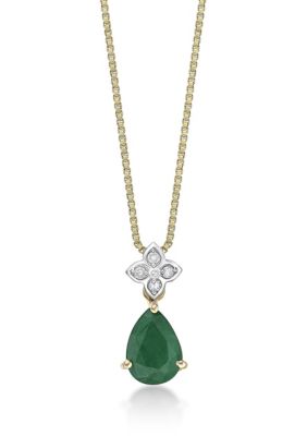 Belk & Co 5/8 Ct. T.w. Emerald And Diamond Accent Pendant Necklace In 10K Gold