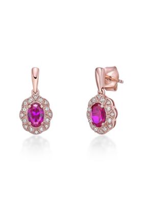 Belk & Co 1 1/5 Ct. T.w. Ruby And 1/10 Ct. T.w. Diamond Earrings In 10K Rose Gold