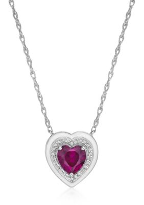 Belk & Co Lab Created 1 Ct. T.w. Created Ruby Necklace In Sterling Silver With White Enamel