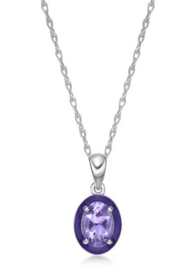 Belk & Co 7/8 Ct. T.w. Amethyst Necklace In Sterling Silver With Purple Enamel