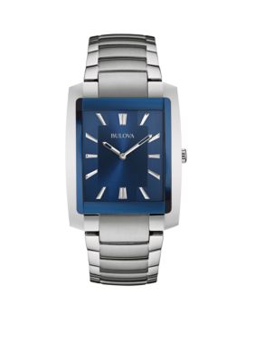 Bulova Men's Blue Dial Stainless Steel Watch