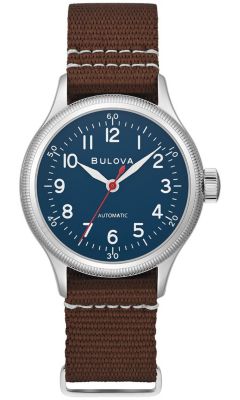 Bulova Men's Military A-11 Automatic Hack Brown Strap Watch, 37Mm