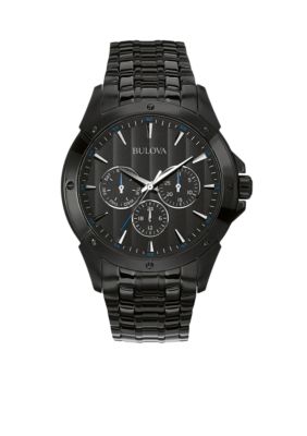 Bulova Men's Black Dial Stainless Steel Watch