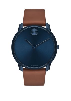 Movado Men's 42 Millimeter Bold Leather Strap Watch