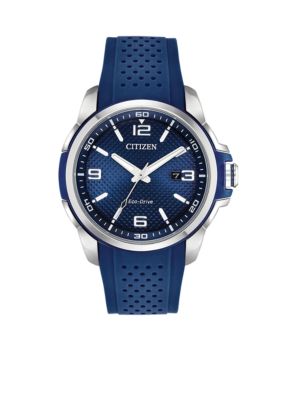 Citizen Men's Stainless Steel Eco-Drive Blue Strap Watch