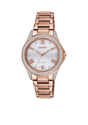 Citizen Women's Pink Gold-Tone Stainless Steel Swarovski Watch