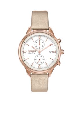 Citizen Eco-Drive Chandler Chronograph Silver-Tone Faux Leather Watch