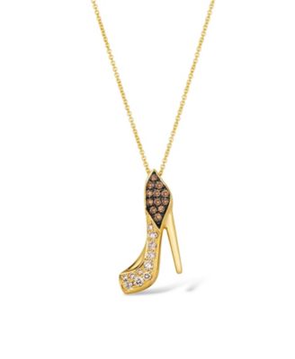 Le Vian Stiletto Shoe Pendant Featuring 1/4 Cts. Nude Diamondsâ¢, 1/5 Cts. Chocolate Diamonds Set In 14K Honey Gold