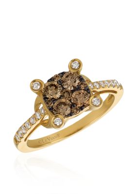 Le Vian ChocolatierÂ® Chocolate Diamonds And Vanilla Diamonds Cluster Ring In 14K Honey Gold