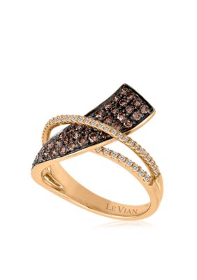 Le Vian Chocolatier Chocolate And Vanilla Diamonds Ring In 14K Strawberry Gold