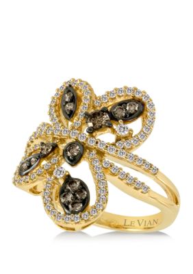 Le Vian 1.0 Ct. T.w. ChocolatierÂ® Chocolate Diamonds And Vanilla Diamonds Ring In 14K Honey Gold