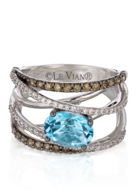 Le Vian 14K Vanilla Gold Sea Blue Topazâ¢, Chocolate DiamondÂ®, And Vanilla DiamondÂ® Ring
