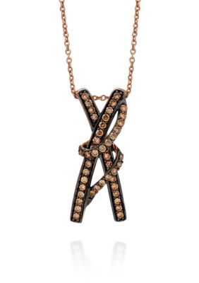 Le Vian Chocolate Diamond ""x"" Pendant Set In 14K Rose Gold