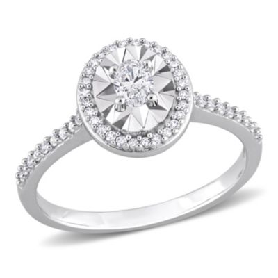 Belk & Co 1/3 Ct. T.w. Oval And Round-Cut Diamond Ring In 14K White Gold