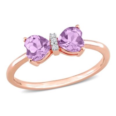 Belk & Co 4/5 Ct. T.g.w. Amethyst And Diamond Accent Bow Ring In 10K Rose Gold