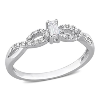 Belk & Co Lab Created 1/5 Ct. T.g.w. Created White Sapphire And 1/10 Ct. T.w. Diamond Open Infinity Ring In Sterling Silver