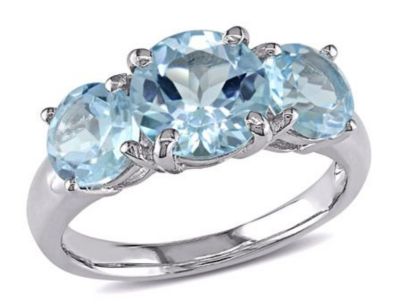 Belk & Co 4.38 Ct. T.g.w. Sky Blue Topaz 3-Stone Ring In Sterling Silver