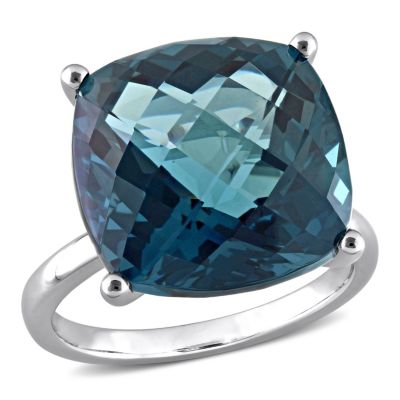 Belk & Co 19.24 Ct. T.g.w. London Blue Topaz Solitaire Ring In 14K White Gold