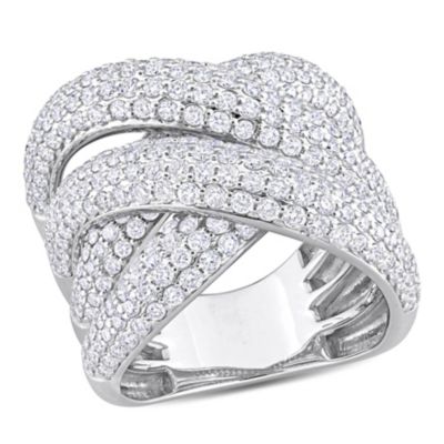 Belk & Co 3.21 Ct. T.w. Diamond Double Crossover Design Cluster Ring In 14K White Gold