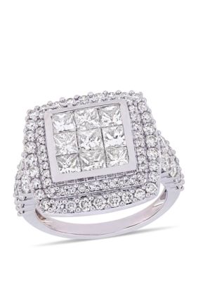 Belk & Co 2.86 Ct. T.w. Diamond Cluster Engagement Ring In 14K White Gold