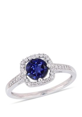 Belk & Co 1.0 Ct. T.w. Created Sapphire And 1/7 Ct. T.w. Diamond Floating Halo Ring In 10K White Gold
