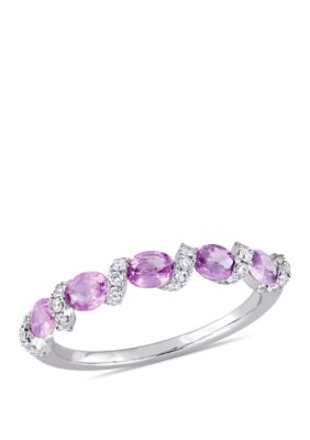 Belk & Co 1 Ct. T.w. Oval Light Pink Sapphire And 1/4 Ct. T.w. Diamond Ribbon Ring In 14K White Gold