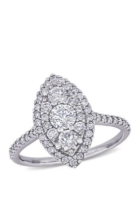Belk & Co 1 Ct. T.w. Diamond Marquise Shape Composite Engagement Ring In 10K White Gold