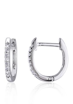 Belk & Co 1/10 Ct. T.w. Diamond Hoop Earrings In 10K White Gold