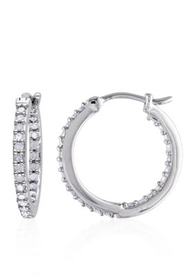 Belk & Co. Diamond Hoop Earrings in Sterling Silver | belk
