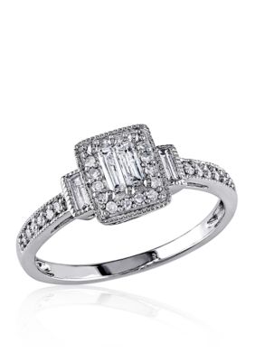 Belk & Co 1/3 Ct. T.w. White Sapphire And 1/4 Ct. T.w. Diamond 3 Piece Infinity Ring Set In 14K White Gold