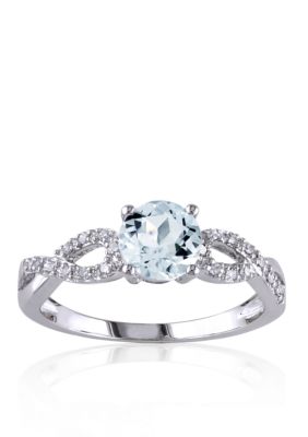 Belk & Co 3/5 Ct. T.g.w. Sky Blue Topaz And 1/10 Ct. T.w. Diamond Promise Ring In 10K White Gold