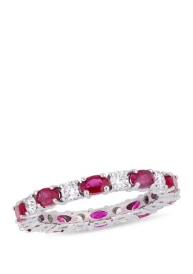 Belk & Co 2 Ct. T.w. Oval Ruby And 0.75 Ct. T.w. Diamond Eternity Ring In 14K White Gold