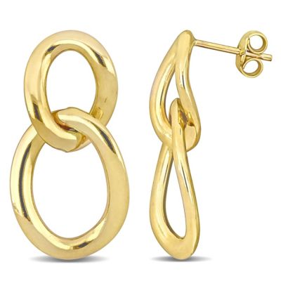 Belk & Co Open Oval Double Link Earrings In 10K Yellow Gold