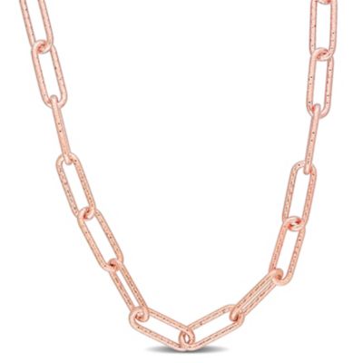 Belk & Co. 6MM Fancy Paperclip Chain Necklace in 18k Rose Gold Plated  Sterling Silver, 16