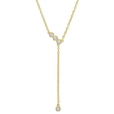 Belk & Co 1/8 Ct Tgw Lab Created Diamond Lariat Necklace In 18K Gold Plated Sterling Silver
